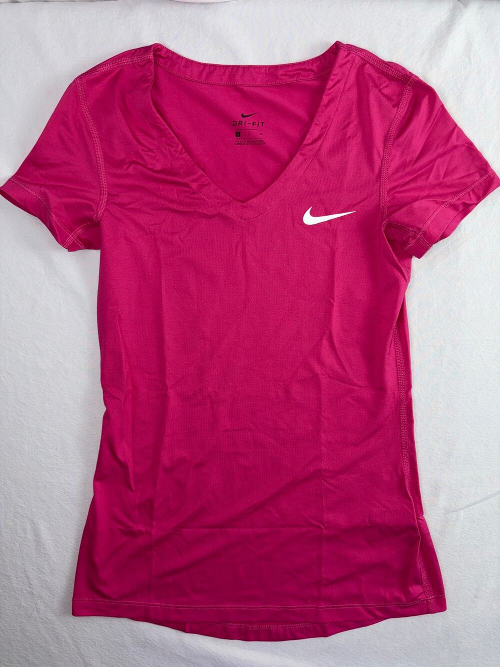 Nike Hot Pink Dri Fit V Neck Tee Ladies Size S